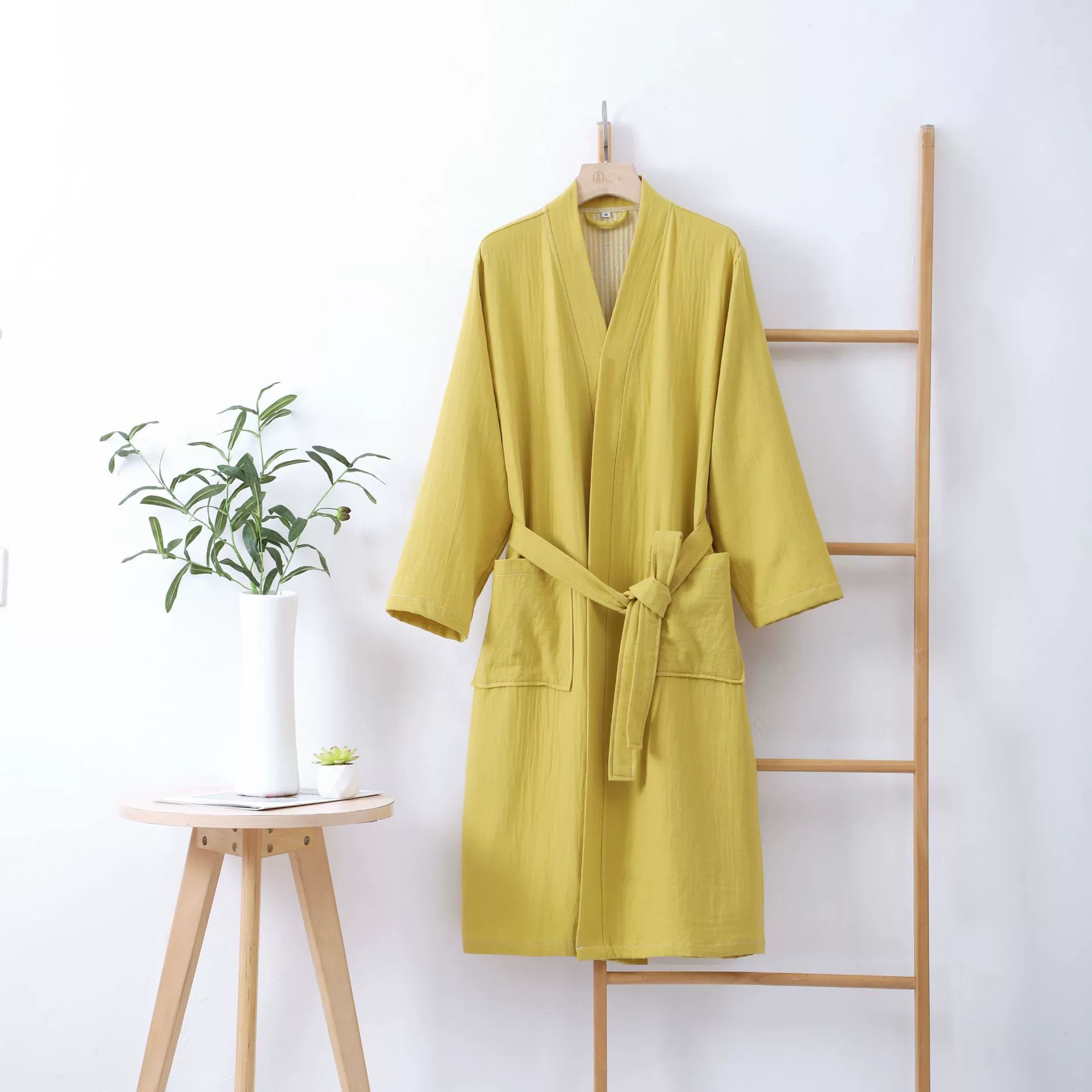 Cotton gauze long bathrobe, for beloved