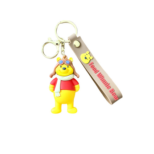 Sports Winnie the Pooh Cartoon Keychain Cute Bear Doll School Bag Pendant Car Keychain Small Gift Wholesale
