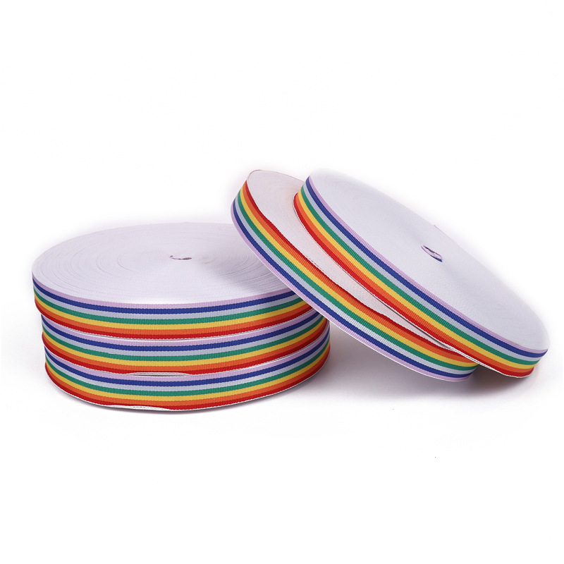 Fábrica de poliéster franquicia de correa de color niños escalada marco de tela colorida bolsas de borde accesorios rayas entre correa de color