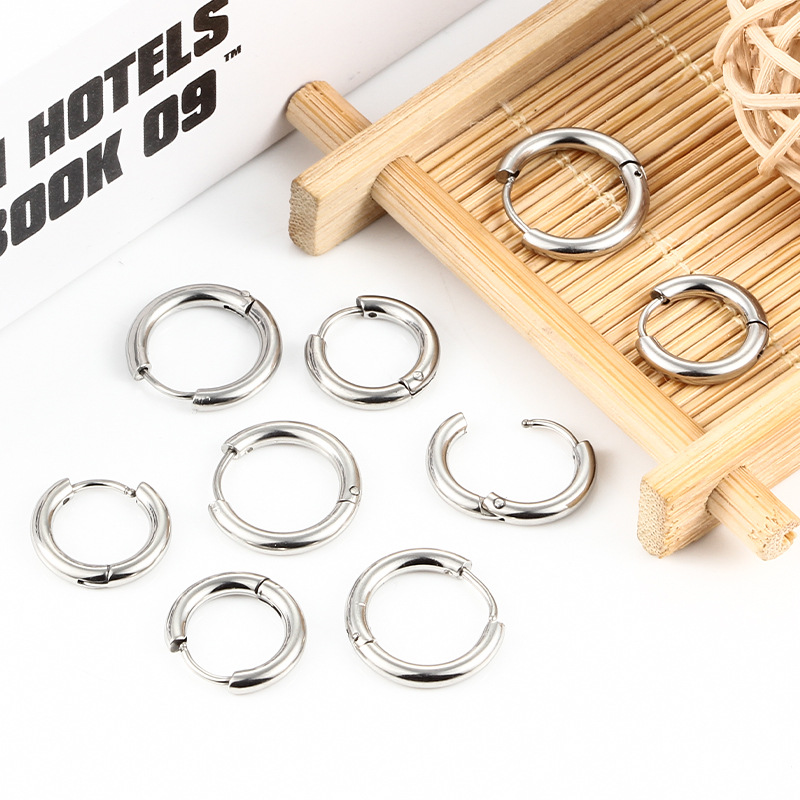 Geometric Pattern 10 PCS/Package Diameter 15mm Diameter 17mm Diameter 19mm Stainless Steel Geometric Hook Earring Findings
