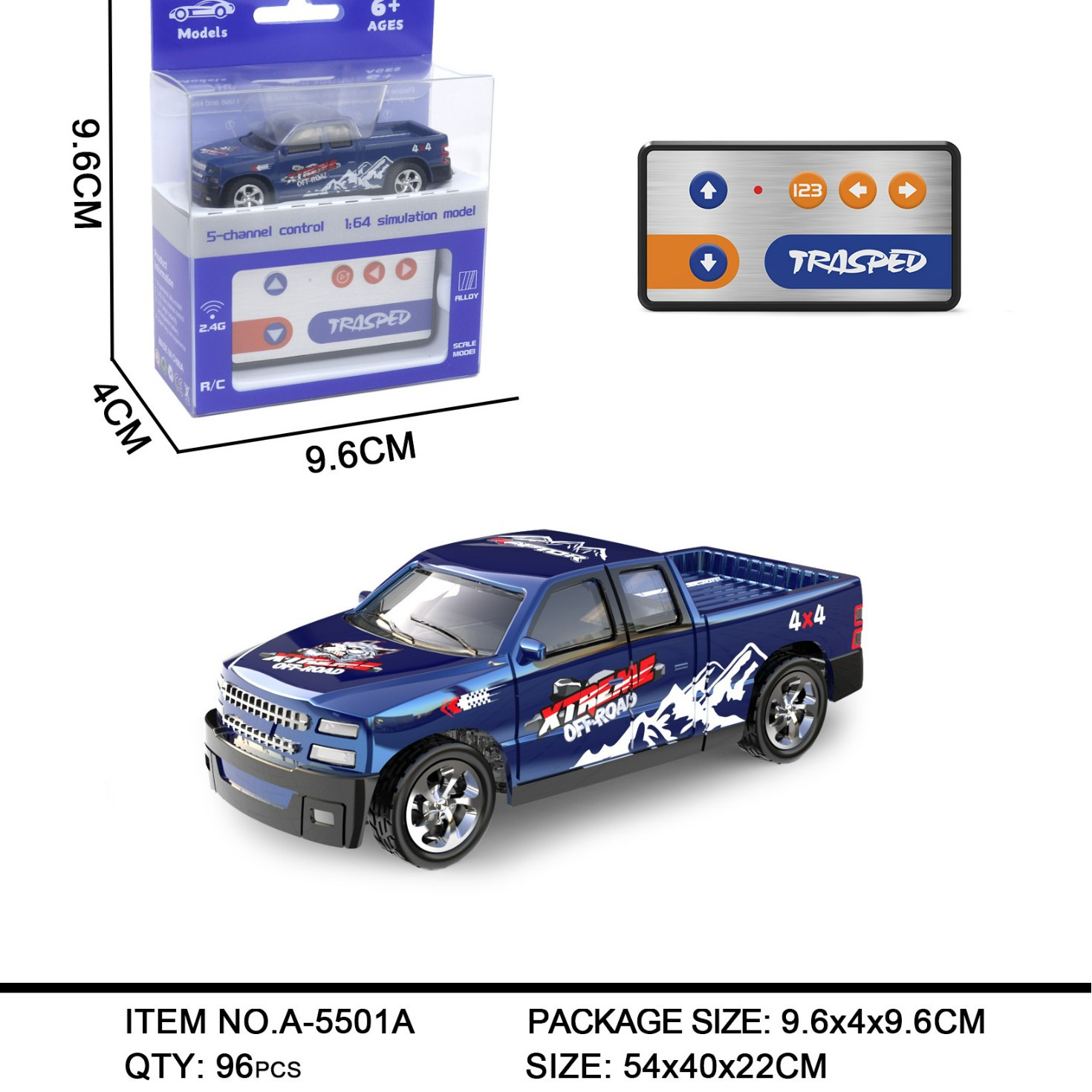 跨境儿童玩具长续航合金遥控皮卡车充电款高精迷你仿真汽车模型