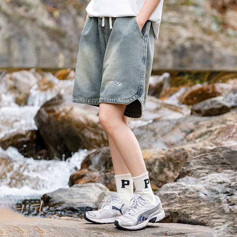 Verano estilo americano vaqueros lavados con agua hacer viejos pantalones retro diseño de moda de tamaño grande para hombres y mujeres image 1