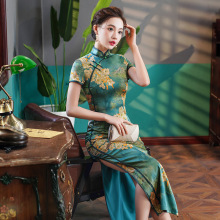 真丝旗袍桑蚕丝复古夏季长款女改良日常年轻款高端气质2025年新款