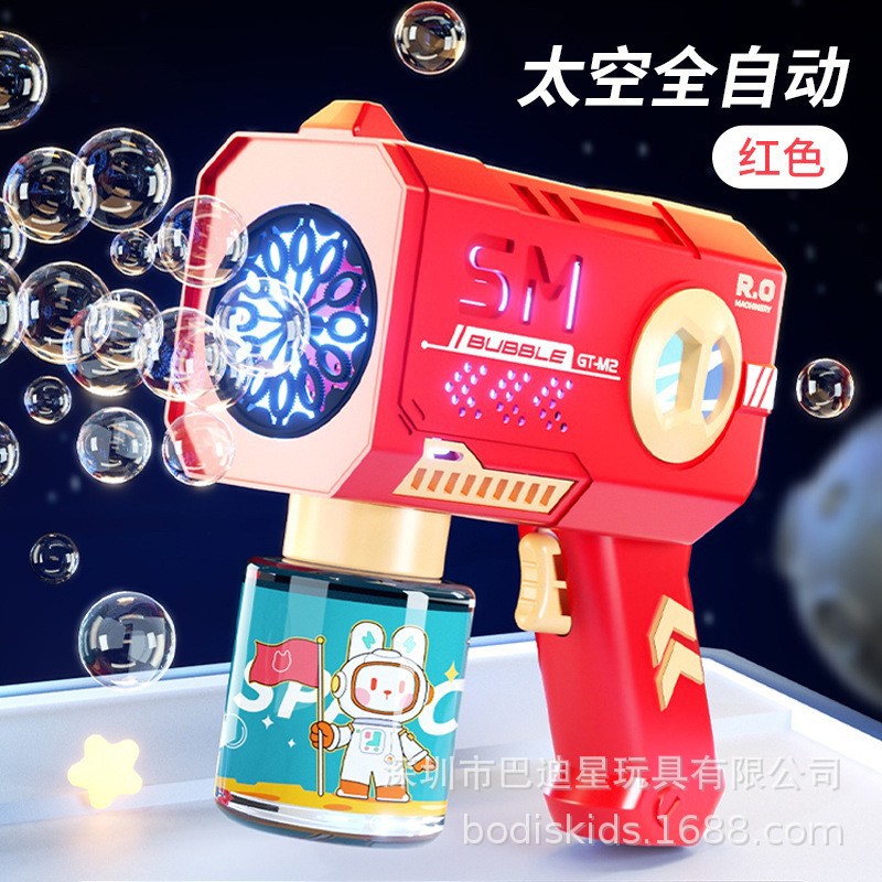 Tiktok Red máquina de burbujas roja eléctrica automática Gatlin pistola de burbujas Cámara Parque puesto de juguete para niños al por mayor