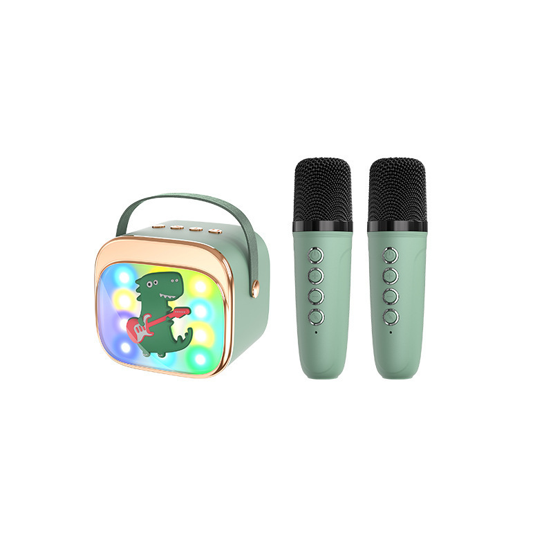 Nuevo P12 altavoz bluetooth k-canción doble micrófono inalámbrico portátil LED luz de color sonido juguete para niños micrófono