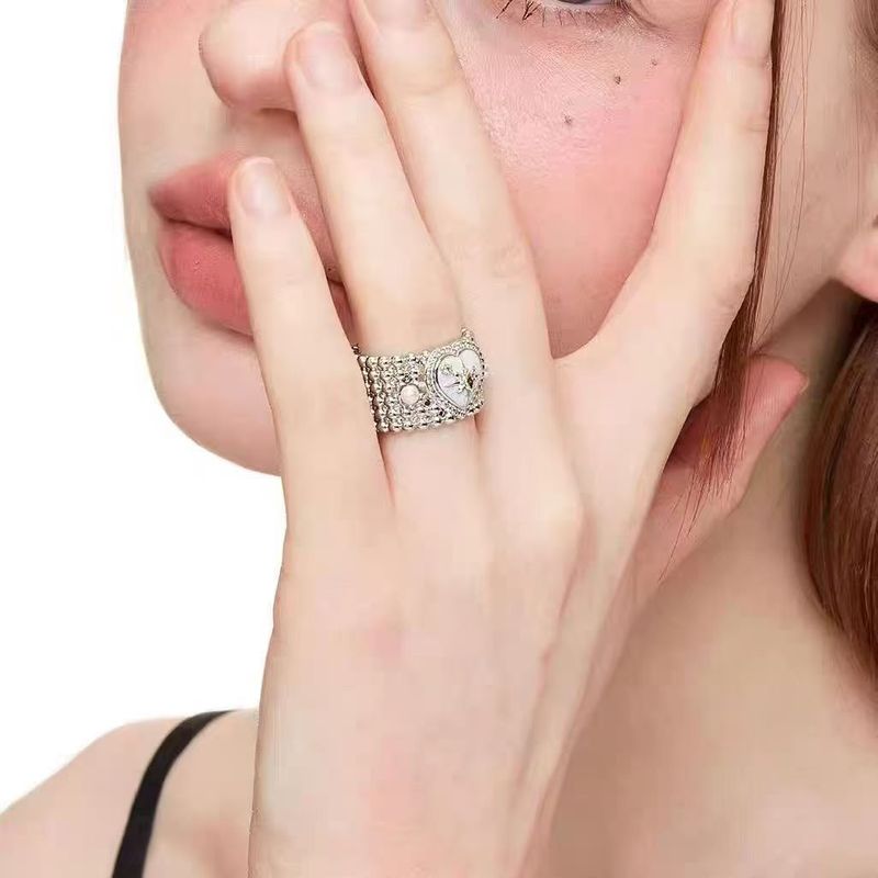爱心宽版简约风珍珠六芒星个性开口戒指女小众高级感设计戒指手饰|undefined