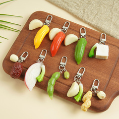 シミュレーションフルーツ火竜果みかんイチゴスイカキーホルダークリエイティブ野菜唐辛子ニンニククルミ赤いナツメペンダント