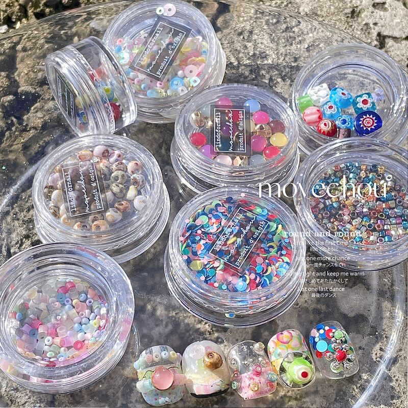 Han Feng Ins Short Armor Extremely Numerous Style Niche Nail Art Jewelry Three-dimensional Beads Color Sequins Retro Metal Sheet Gem
