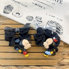 韓國新款卡通布藝蝴蝶結腸圈發繩網紅甜美可愛丸子頭馬尾皮筋髮飾