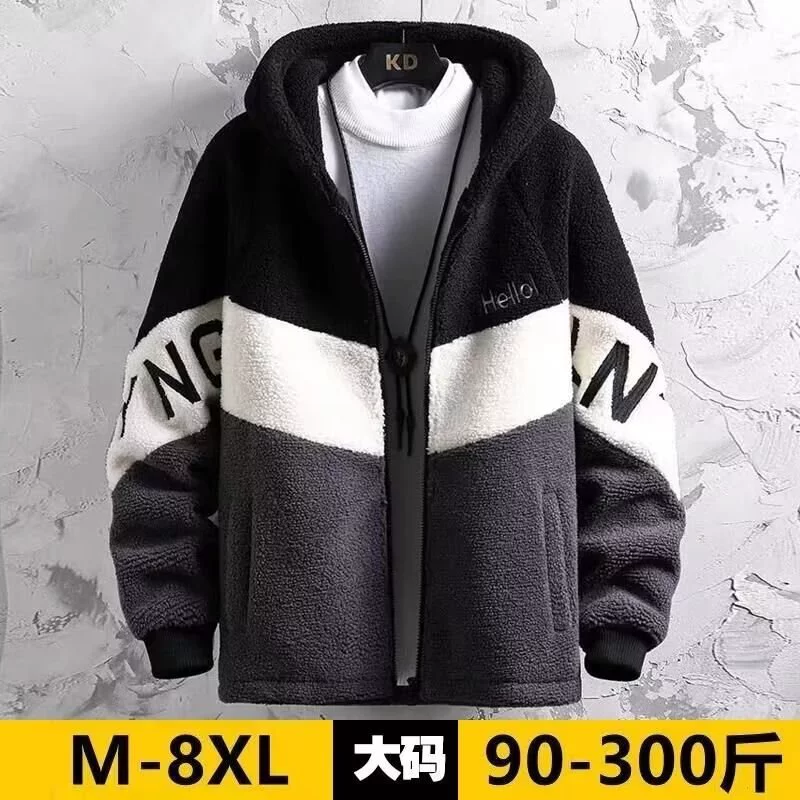 Побка ягненка пушистая куртка мужская плюс 300 кг толстяк осенняя зимняя куртка хлопчатобумажная молодежная мужская одежда