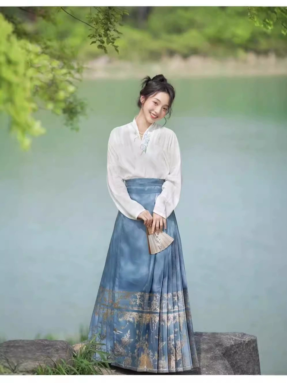 Летний Hanfu женский новый простой принтованный юбка-шорты?"