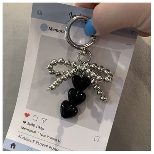 Beaded Ins New Sweet Hanging Pearl Bow Love Falling Car Keychain Korean Pendant Mobile Phone