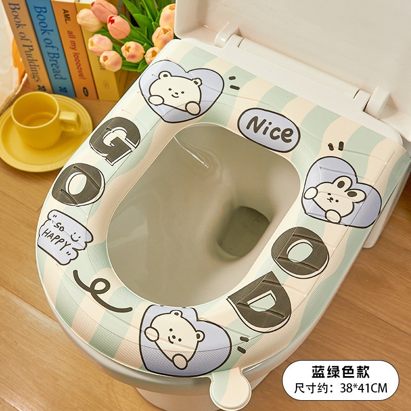 Impermeable asiento de inodoro cojín universal del hogar asiento de inodoro cuatro estaciones universal asiento de inodoro cubierta de cojín Eva Internet popular pegatinas de inodoro