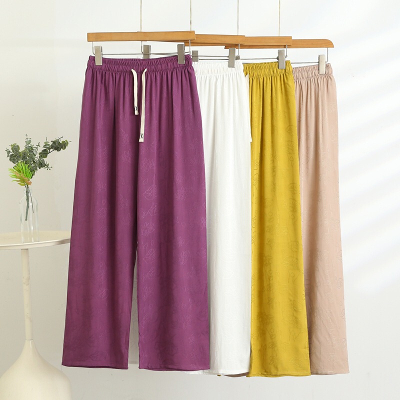 New Cotton Silk Twill Jacquard Straight-Leg Pants for Women, High-Waisted Loose Casual Pants, Summer Simple Versatile Slimming Long Pants New Cotton Silk Twill Jacquard Straight-Leg Pants for Women, High-Waisted Loose Casual Pants, Summer Simple Versatile Slimming Long Pants