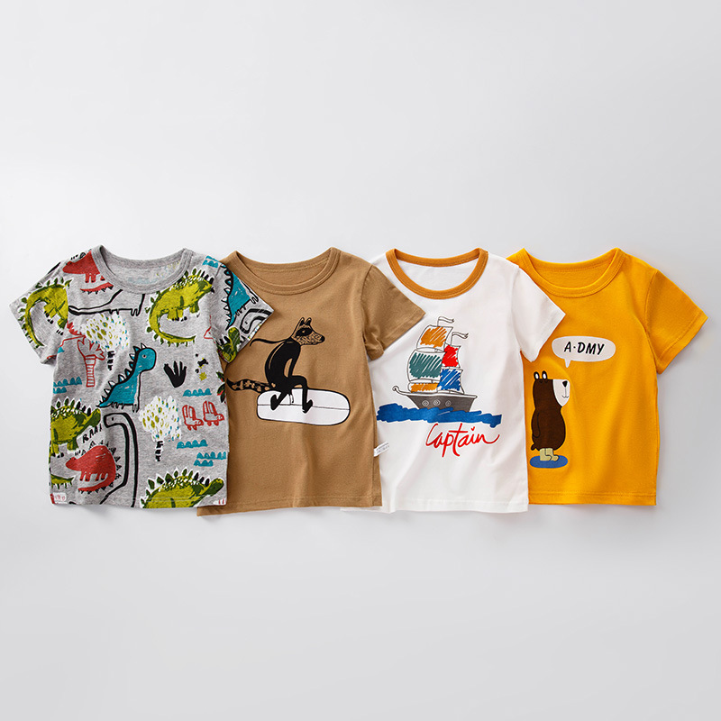 Детская хлопковая мультяшная футболка, бюстгальтер-топ для мальчиков, лонгслив, коллекция 2021, в корейском стиле, детская одежда, короткий рукав