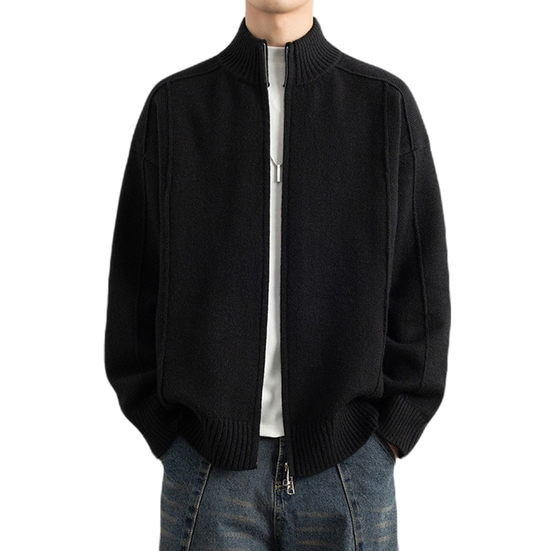 Explosiones transfronterizas de tamaño grande europeo cardigán chaqueta jersey suéter hombre de alta calidad línea textural fábrica al por mayor