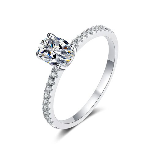 925 sterling silver female pigeon egg proposal diamond ring wholesale special shaped pigeon egg shaped moissanite ring with certificate black card