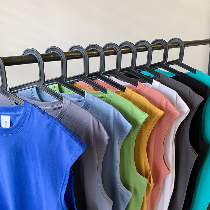 无袖t恤男夏季宽松加大码胖子舒适薄款体恤情侣纯色纯棉坎袖背心