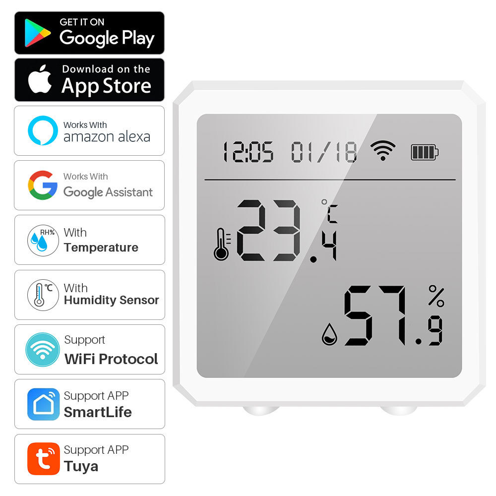 Tuya WiFi Zigbee Temperature Humidity Sensor for Google Home