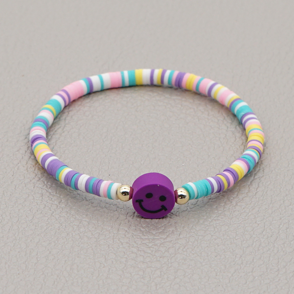 Fashion Rainbow Soft Ceramic Beaded Multicolor Smiley Face Bracelet display picture 10