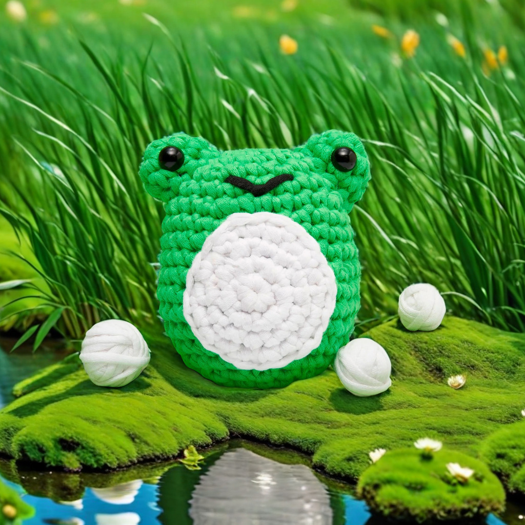跨境热销可爱动物编织小青蛙玩偶 DIY手工制作钩针毛线包材料包