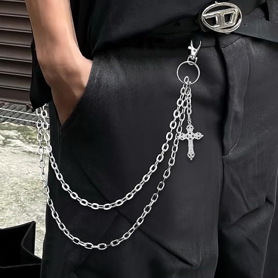 Double Layer Cross Pendant Necklace For Men Hip Hop Style_voghion.com