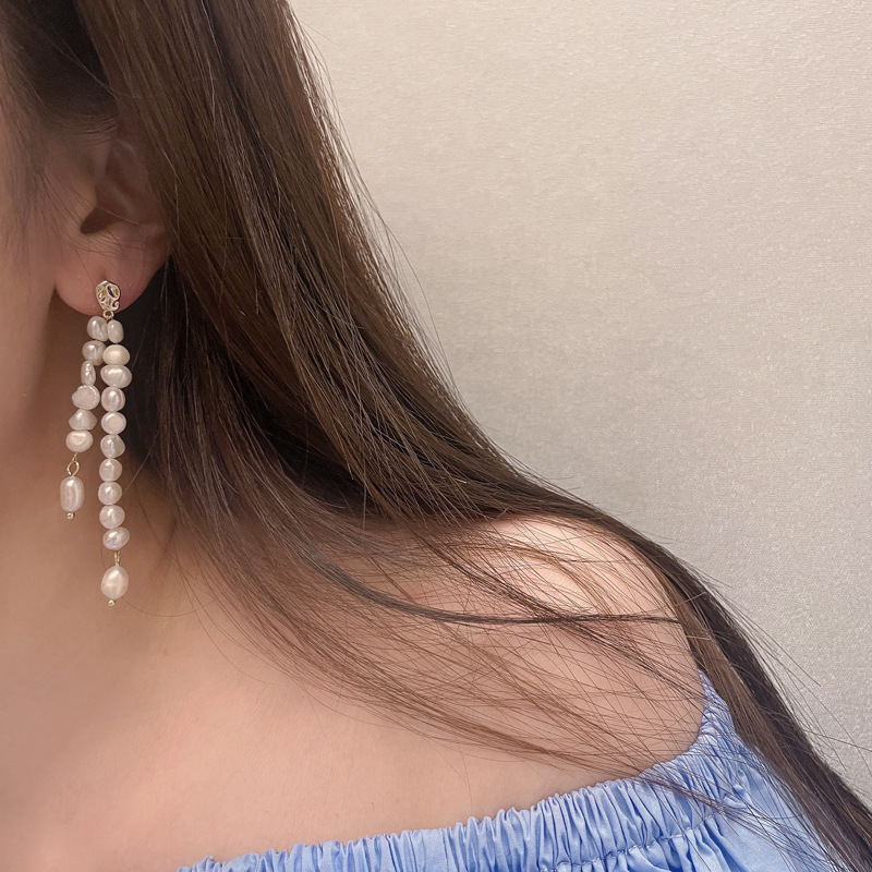 Copper Ear Needle Material Golden Plated Plating Material 1 Pair Basic Modern Style Geometric Plating Freshwater Pearl Drop Earrings
