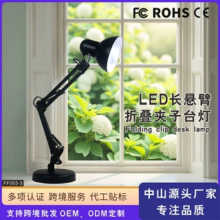 定制款美式LED护眼阅读台灯铁艺折叠台灯学习阅读夹子长臂护眼台