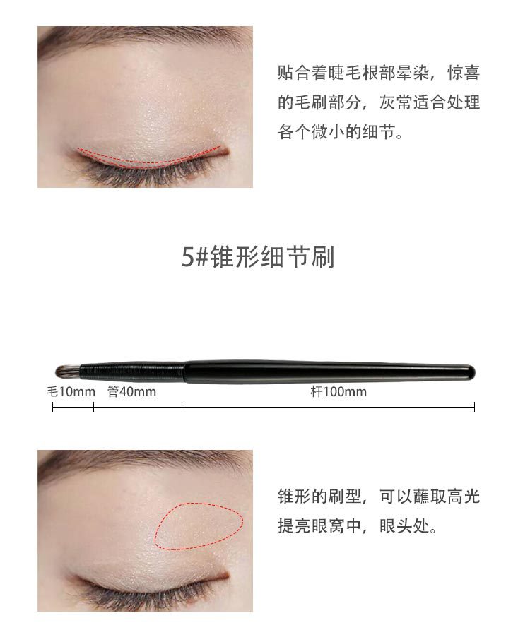 Cangzhou soft-bristled brushed eyeshadow brush 6-piece set, eye makeup, smudging, eyeliner, eye details, small makeup brush undefined