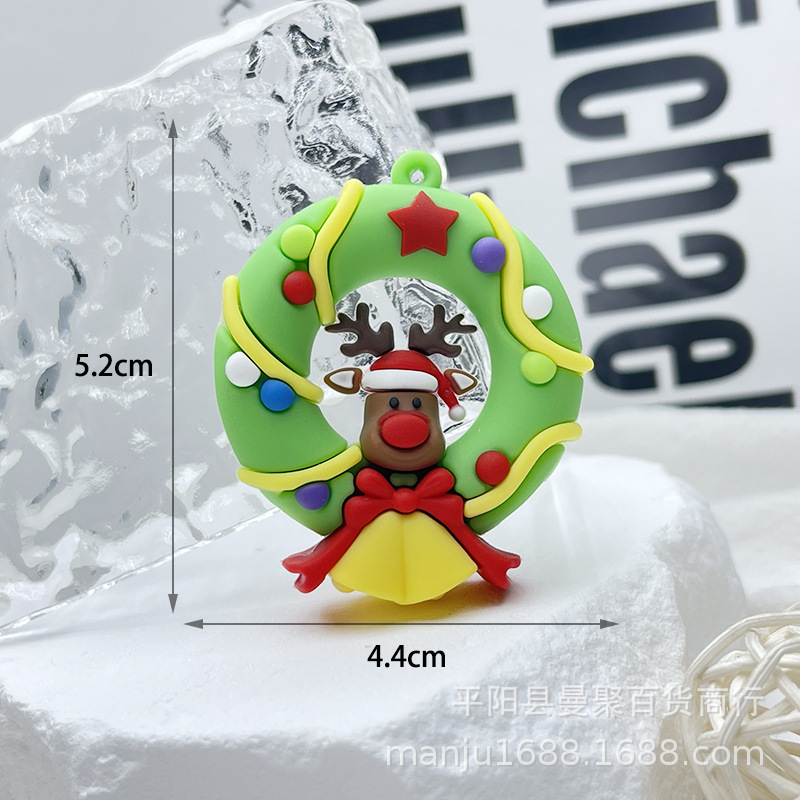 Nuevo llavero de Navidad colgante de goma suave de dibujos animados de Navidad muñeco de nieve ancianos llavero colgante de Navidad pequeño regalo