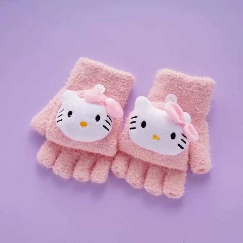 秋と冬の豪華なフリップ子供用手袋女性用かわいいユニバーサルタッチスクリーンサンリオクロミ手袋ティーンエイジャー用|undefined