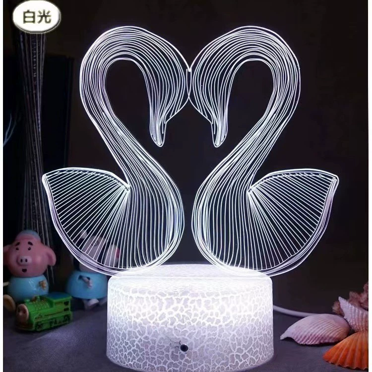 Ночник, LED лебедь, сенсорная настольная лампа, подарок на день рождения, 3D, пульт, защита глаз