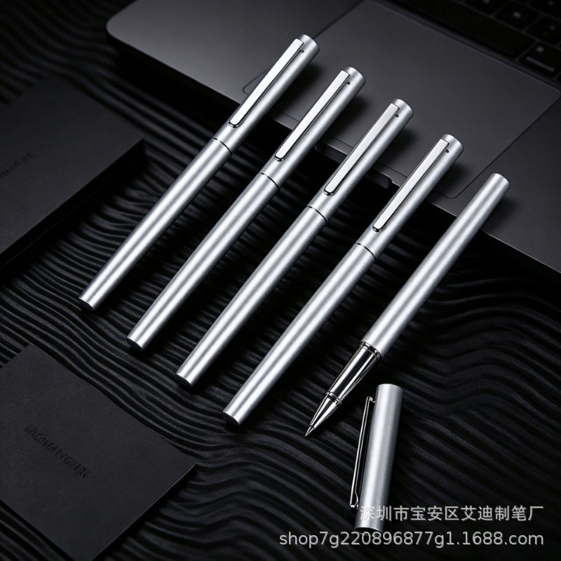 Manufacturer's new silver matte metal ballpoint pen, suitable for business and office use, promotional gifts, and as a neutral pen or gel pen