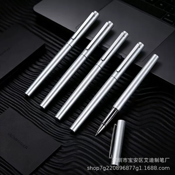 Manufacturer's new silver matte metal ballpoint pen, suitable for business and office use, promotional gifts, and as a neutral pen or gel pen