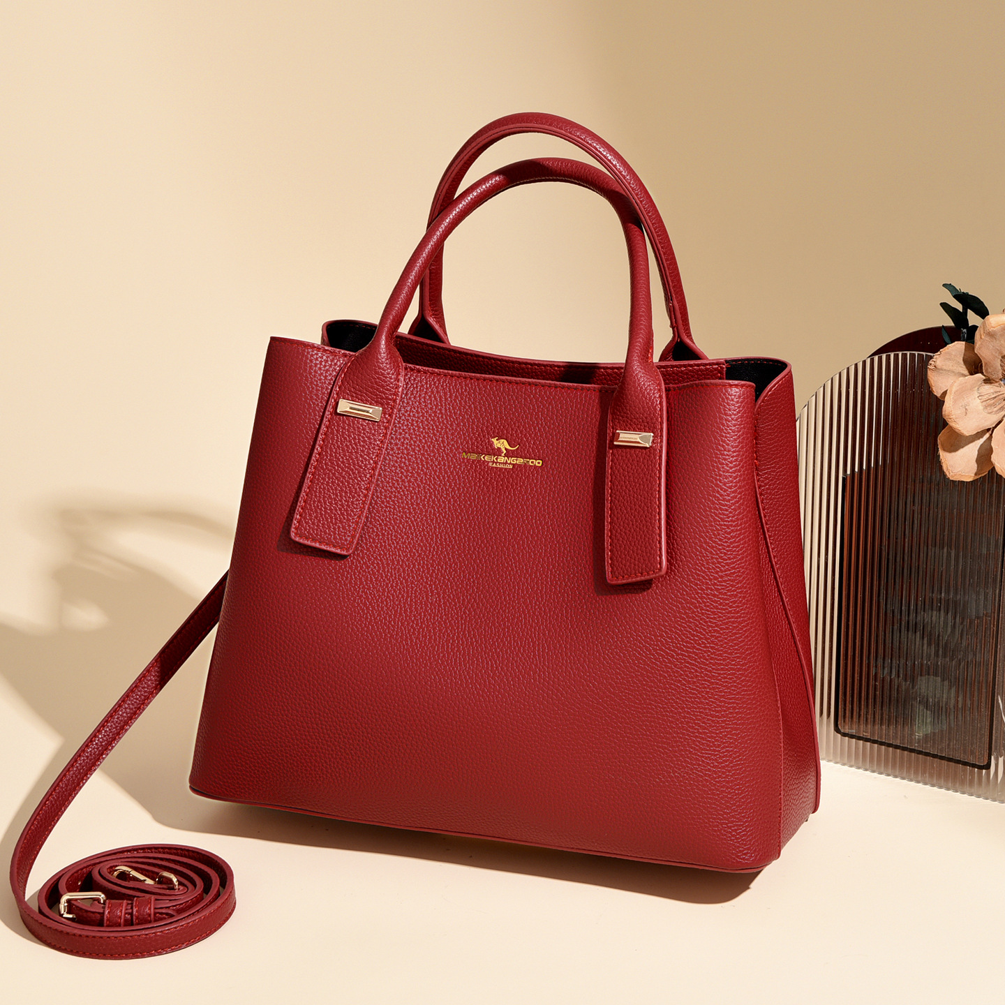Women's Elegant Soft PU Leather Handbag Versatile Shoulder Crossbody Bag Large Capacity Daily Use Tote With Zipper Closure_voghion.com