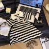 Children's black and white striped A -line skirt