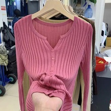 品牌折扣女装专柜撤柜尾货清仓春秋新款坑条软糯长袖针织开衫女潮
