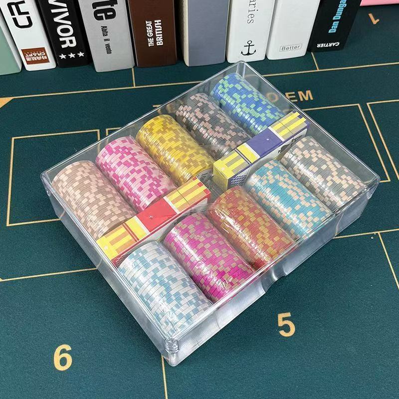 200 Chip Box Texas Hold'Em Transparent Card Tray Chip Rack Points Coin Storage Box Code Box