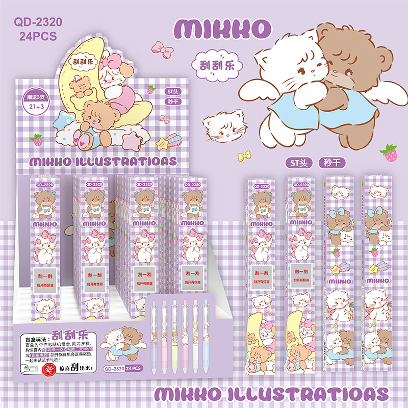 Bolígrafo de presión con clip metálico, estilo scratch card, modelo ST21+3