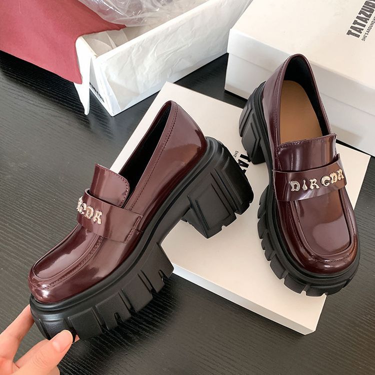 Giày da nữ mũi tròn siêu cao gót đế bánh mì phong cách casual — Màu đen, Màu đỏ rượu, Màu trắng chi tiết 16