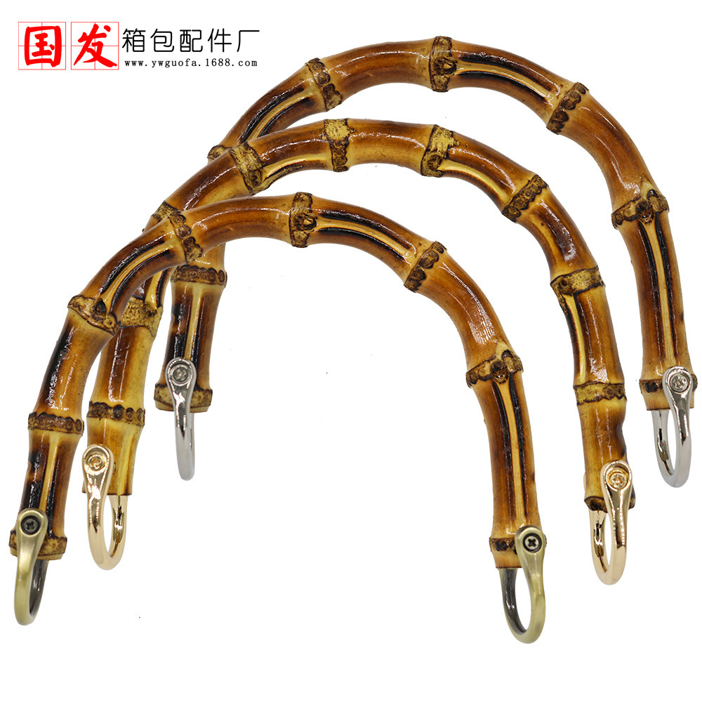 [agujeros delantero y trasero] pequeño 15.5cm mano de bambú mano marrón mano de bambú real con botón de mano