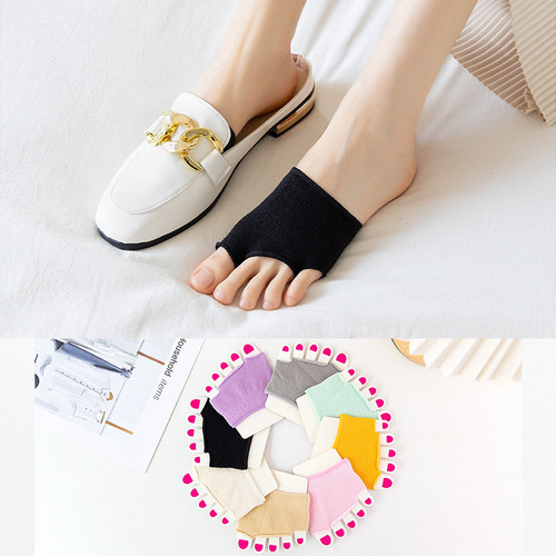 Summer invisible half-palm split-toe socks, cotton breathable sweat-absorbent socks, three-finger and half-palm non-slip high-heeled open-toe socks