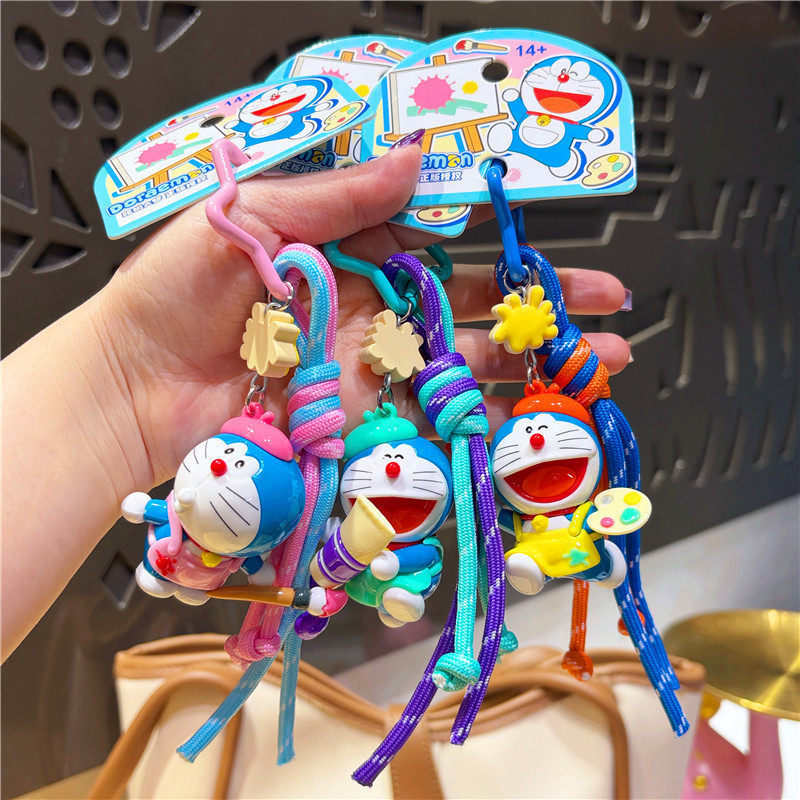 Authentic Doraemon Cartoon Doraemon Miu Series Robot Cat Artist Figurine Keychain Pendant Student Bag Decoration