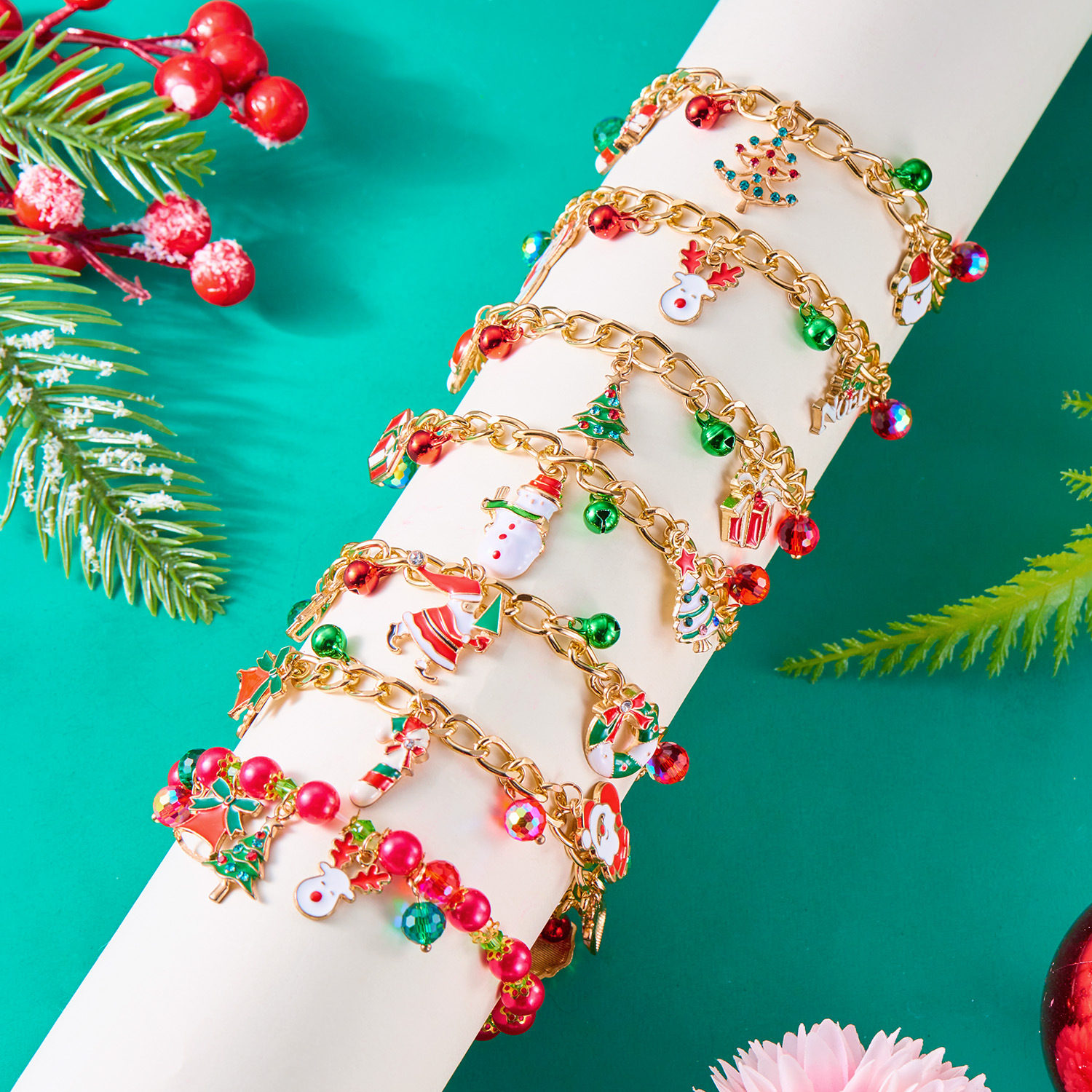 Artificial Diamond Inlay Material Beaded Bracelets Christmas Wholesale