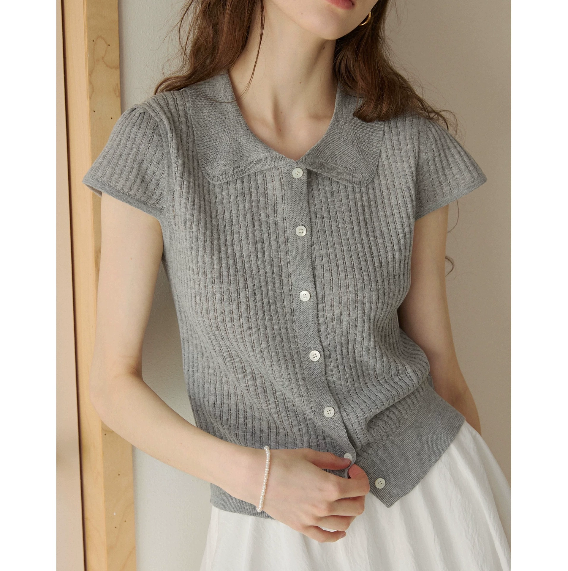 Doll, knitted thin retro short sweater, doll collar