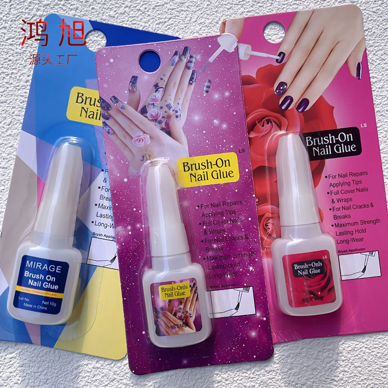Foreign Trade Cross-border Nail Glue 10g Independent Wear Fake Nail Jewelry with Brush Head Nail Glue