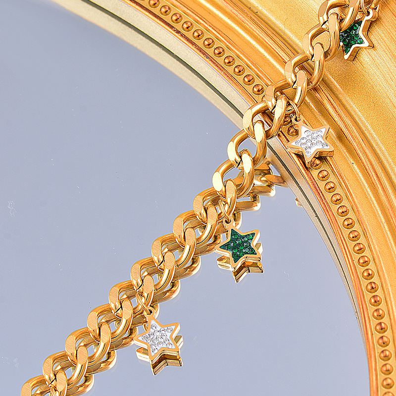 Fashion Star Titanium Steel Inlay Artificial Crystal Pendant Necklace 1 Piece