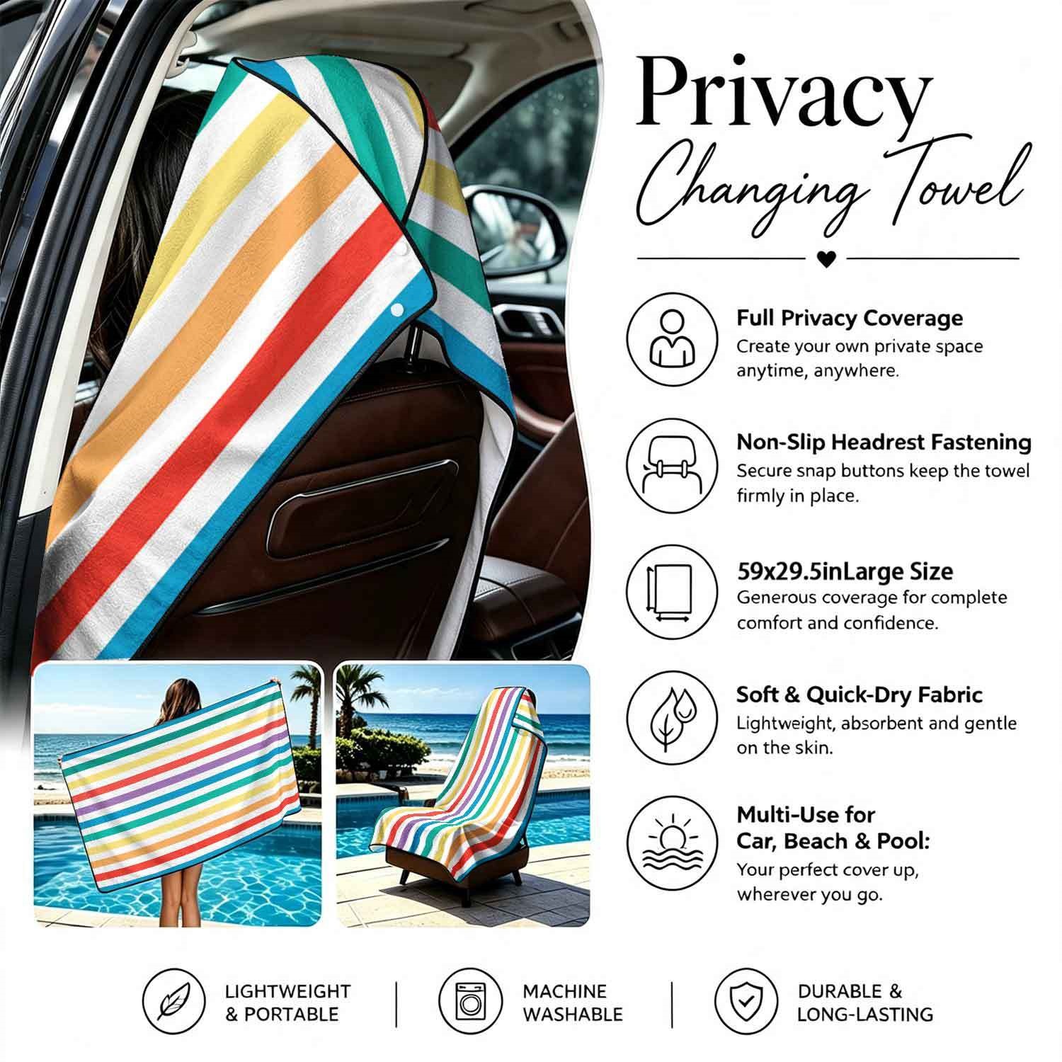 Geometric Bath Towel Car Seat Cover 2-in-1 Microfiber Outdoor Beach Car Dual-Use Universal Seat Cushion