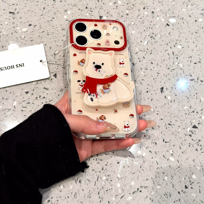 Cute Little Dog Phone Case Suitable for Apple 17 Pro Max, iPhone 16 Stand, 13 Precision Holes, 14 Hard Case, 15/13 Cute Little Dog Phone Case Suitable for Apple 17 Pro Max, iPhone 16 Stand, 13 Precision Holes, 14 Hard Case, 15/13