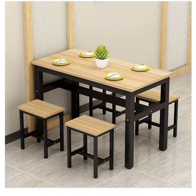 A Table and Four Chairs Dining Set, Restaurant-Specific Table and Chair Set, Rectangular, Commercial and Home Use, Simple Dining Table Set